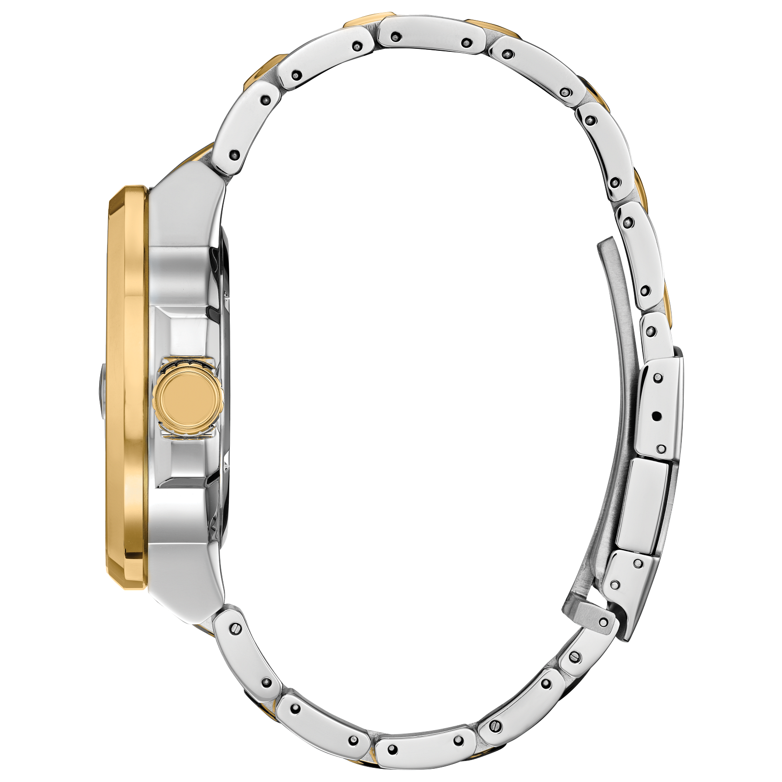 Citizen Eco-Drive watch with a blue face, gold accents, and a silver band.