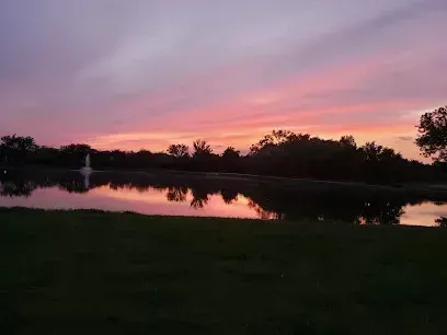 Burleson Electrician - A tranquil sunset over a lake with vibrant pink and orange clouds reflecting on the water. Silhouetted trees create a serene, peaceful atmosphere.