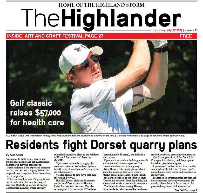 Front cover of The Highlander with the headline 