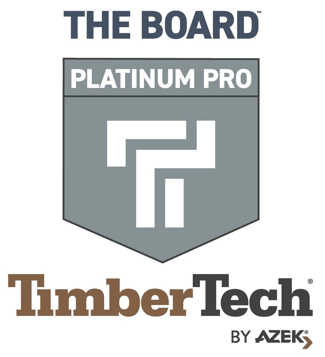 A logo for the board platinum pro timber tech by azeks