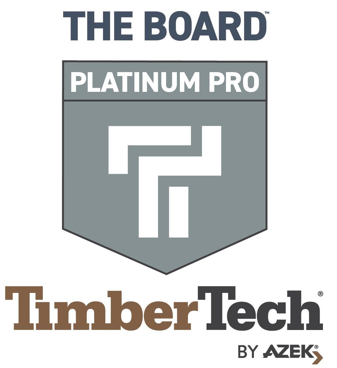 A logo for the board platinum pro timber tech by azeks