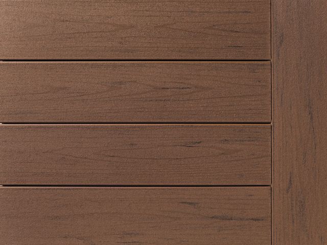 Close-up of brown wooden planks arranged horizontally, with a vertical wooden section on the right.