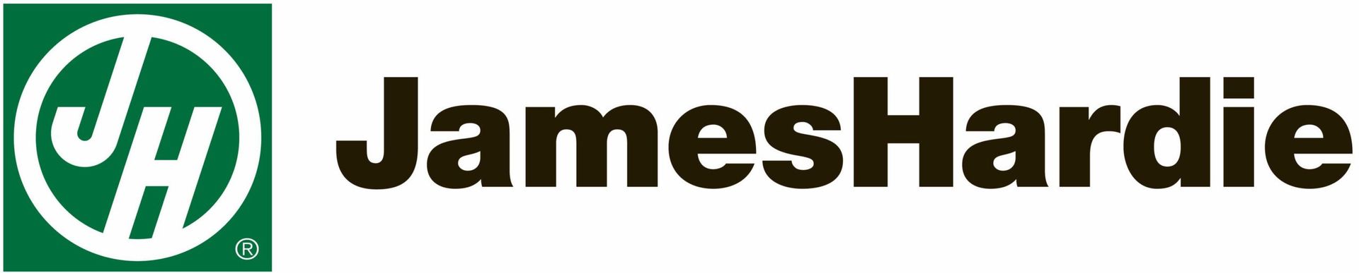 A logo for james hardie is shown on a white background