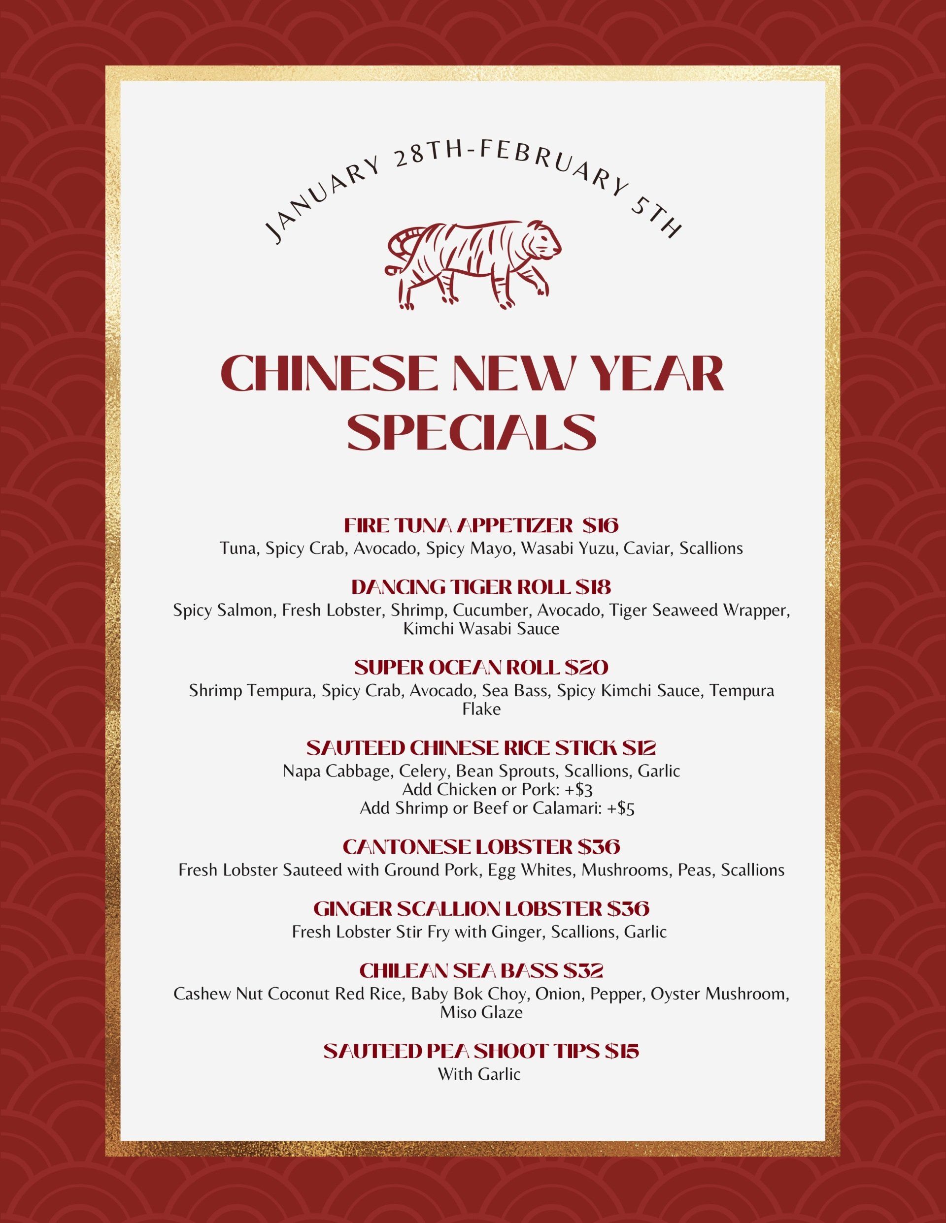 Chinese New Year Restaurant Specials in Simsbury CT