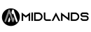 Logo for Midlands, featuring a stylized "M" within a black circle, followed by the word "MIDLANDS."