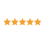 Five orange stars in a row on a white background