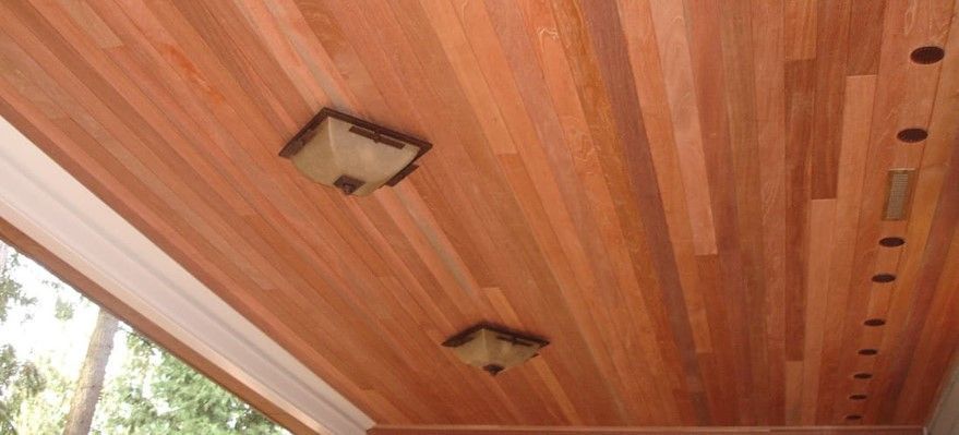 Cedar under deck waterproofing with built-in lights