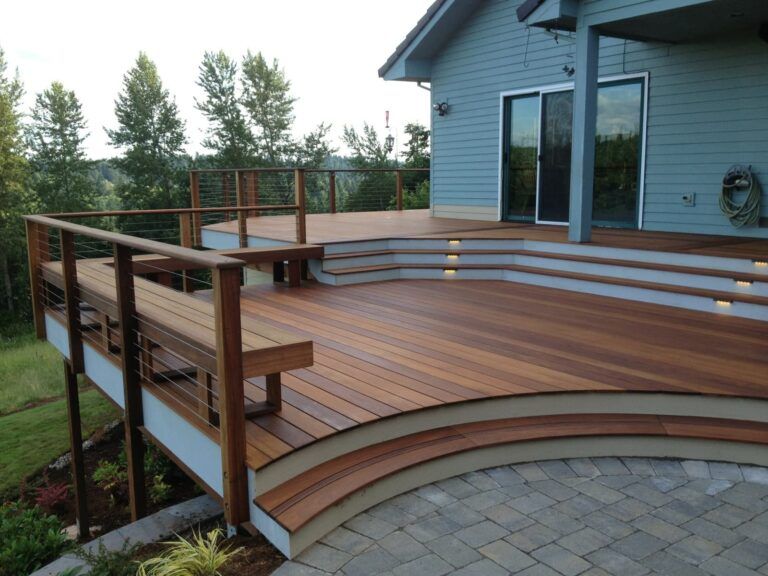 Creative Fences & Deck Built this Curved Ipe Deck in Damascus, OR