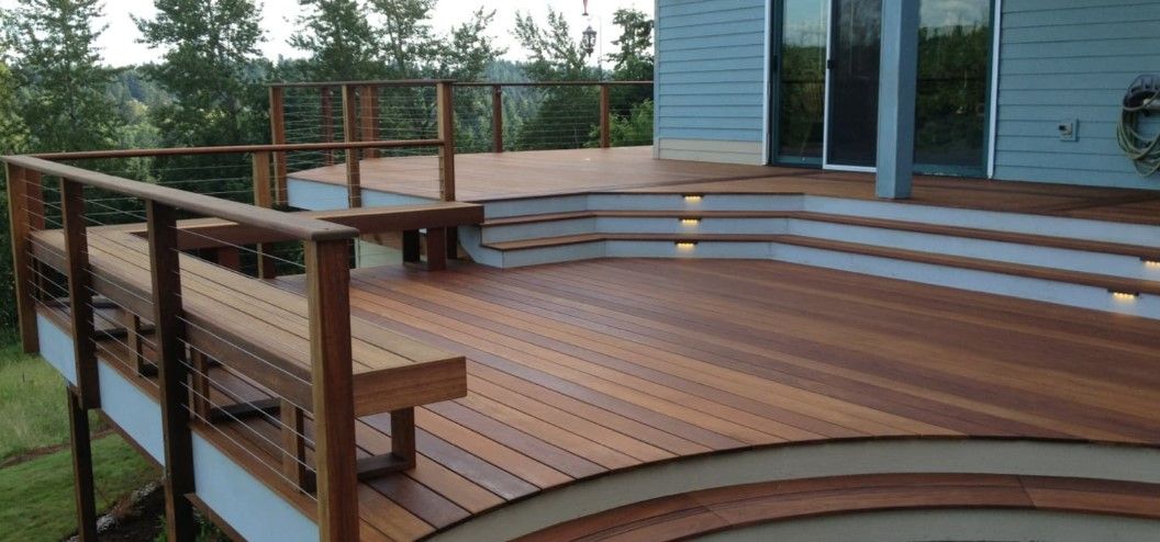 Damascus, OR Deck Contractor Installed Ipe Deck with Bench and Curved Stairs
