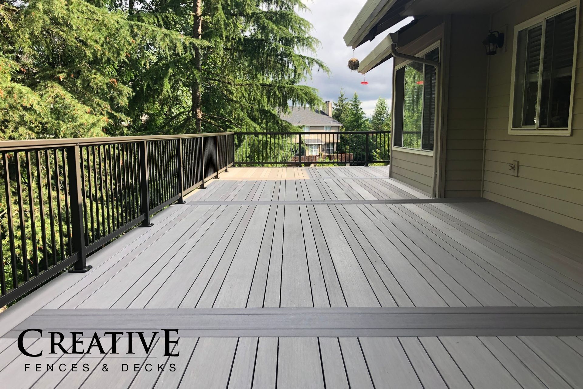 Grey Trex Deck in the  Portland Area. Deck Built by Creative fence & Deck