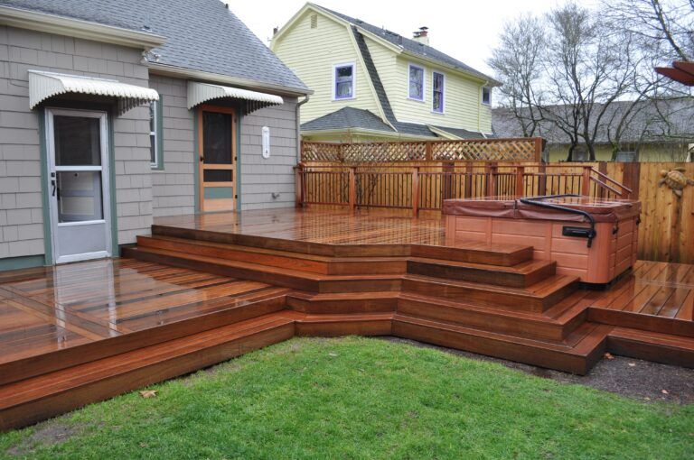 IPE Deck with Japanese Mahogany Privacy Screen by Creative Fences & Decks