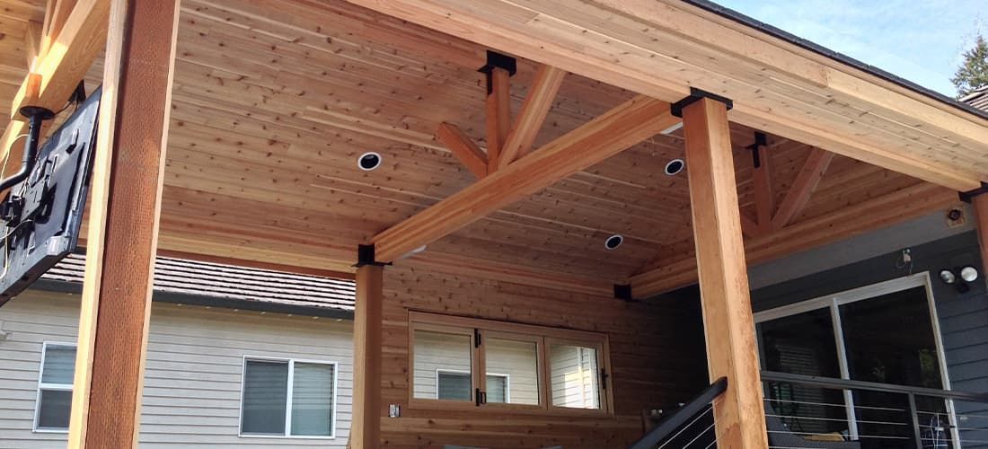 Waterproofing of a wooden Patio Cover installed in Portland