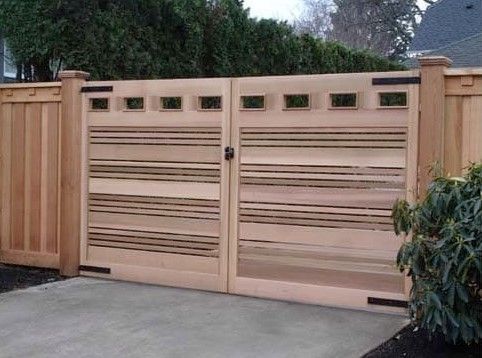 Double Gate - Wood Entry Gate by Creative Fences and Decks in Portland, OR