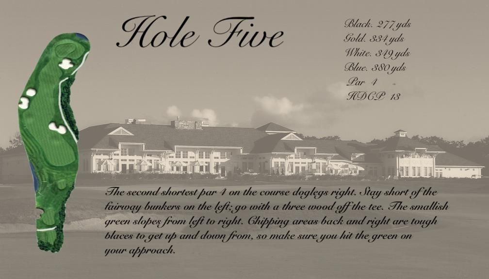 A picture of a golf course called hole five