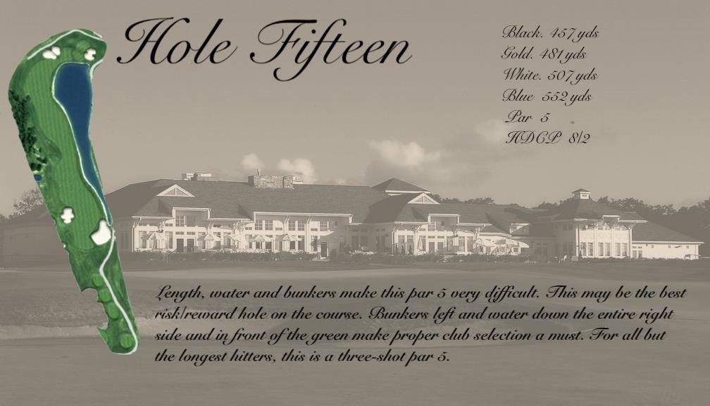 A picture of a golf course called hole fifteen