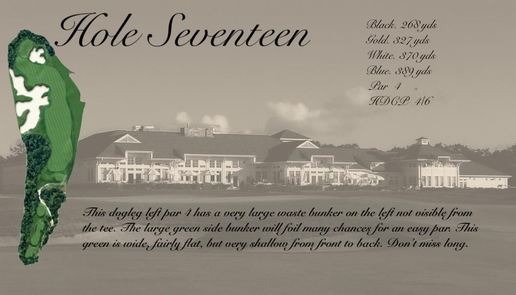 A picture of a golf course called hole seventeen