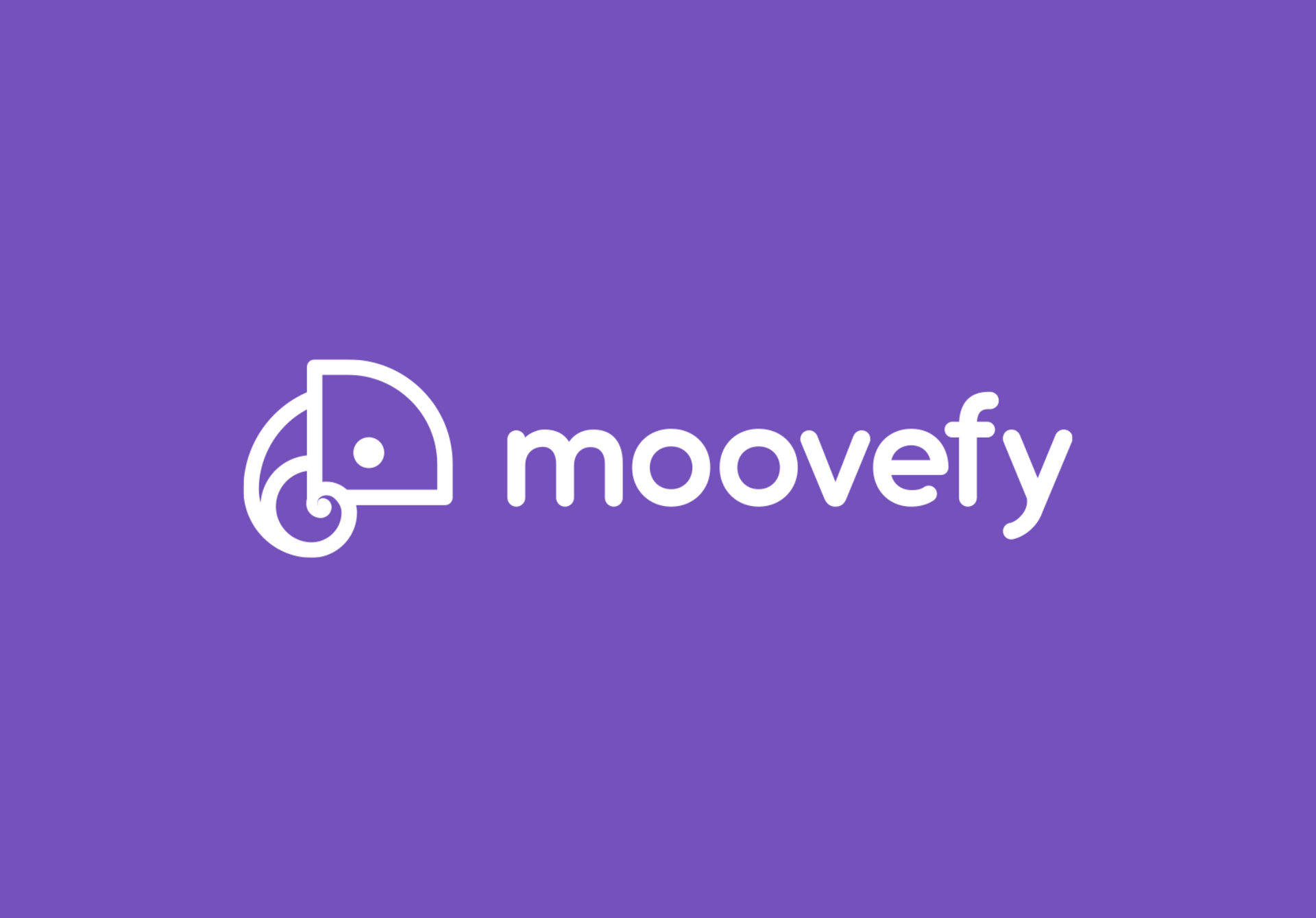 O logotipo da moovey está em um fundo roxo.