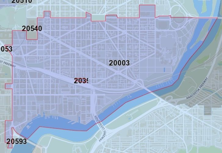 A Map Of The Capitol Hill Neighborhood In Washington, D.C., Showing The 20003 Area.