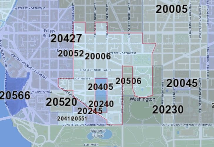 A Map Of The Foggy Bottom Neighborhood In Washington, D.C., Showing The 20006 Area.