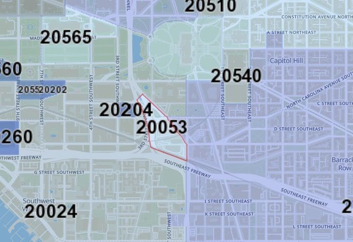 A Map Of The Southwest Federal Center Neighborhood In Washington, D.C., Showing The 20053 Area.
