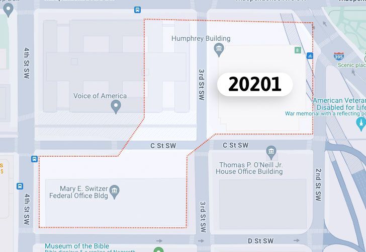 A Map Of The Southwest Federal Center Neighborhood In Washington, D.C., Showing The 20201 Area.