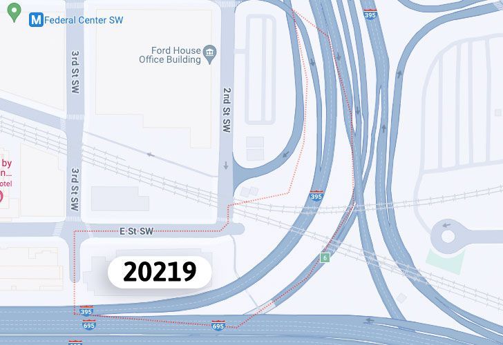 A Map Of The Southwest Federal Center Neighborhood In Washington, D.C., Showing The 20219 Area.