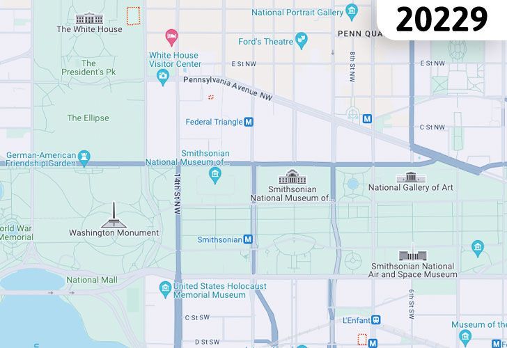 A Map Of The Southwest Federal Center Neighborhood In Washington, D.C., Showing The 20229 Area.