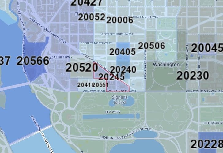 A Map Of The Foggy Bottom Neighborhood In Washington, D.C., Showing The 20245 Area.