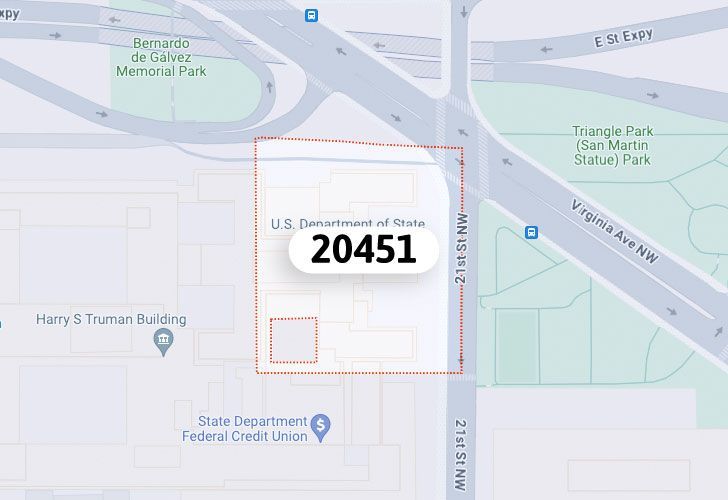A Map Of The Foggy Bottom Neighborhood In Washington, D.C., Showing The 20451 Area.