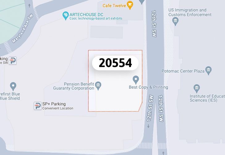 A Map Of The Southwest Federal Center Neighborhood In Washington, D.C., Showing The 20554 Area.
