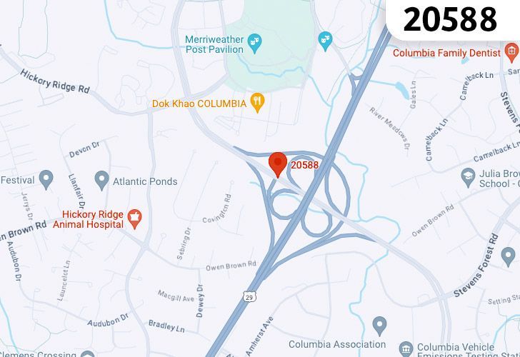 A Map Of Columbia, Howard County, MD, Highlighting The 20588 Zip Code.