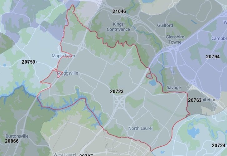A Map Of Fulton, Howard County, MD, Highlighting The 20723 Zip Code.