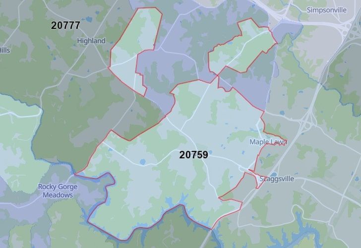 A Map Of Fulton, Howard County, MD, Highlighting The 20759 Zip Code.