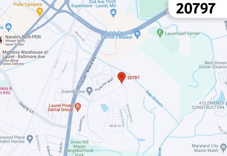 A Map Of Laurel, Howard County, MD, Highlighting The 20797 Zip Code.