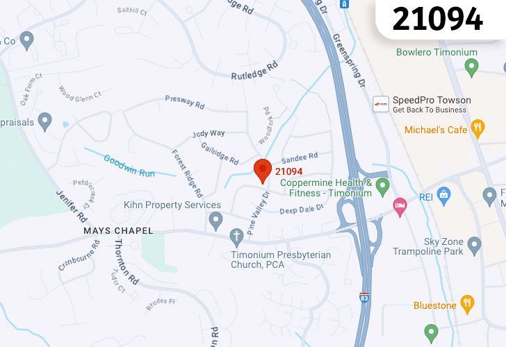 Focused Map View On Lutherville-Timonium, MD, Featuring Zip Code 21094.