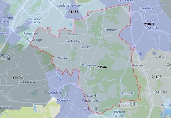 South Gate, Maryland Map With A Central Spotlight On 21144 Zip.