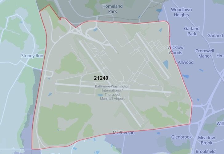 Harmans, Maryland Map With A Central Spotlight On 21240 Zip.