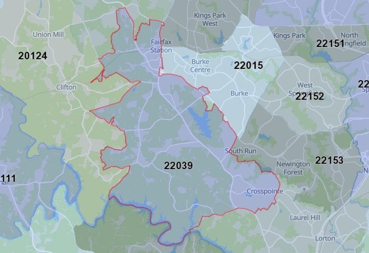 A Map Of Clifton In Northern Virginia, Showing The Zip Code 22039.