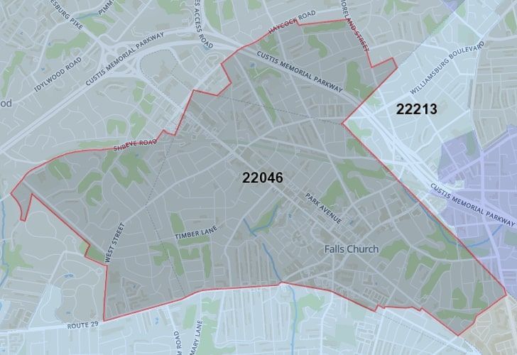 A Map Of McLean In Northern Virginia, Showing The Zip Code 22046.