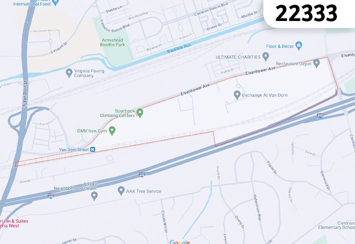 A Map Of Alexandria In Northern Virginia, Showing The Zip Code 22333.
