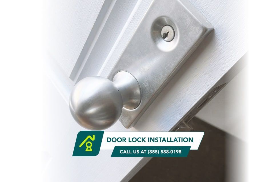 Double Cylinder Lock With Doorknob Installed On A House Door.