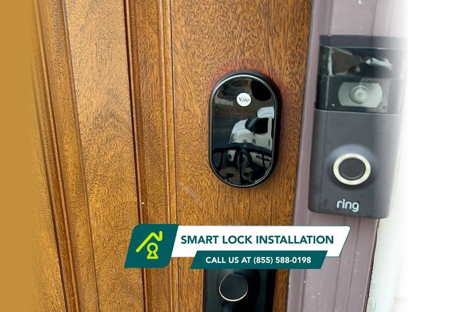 A Keyless Smart Lock Installed On A Business Door.