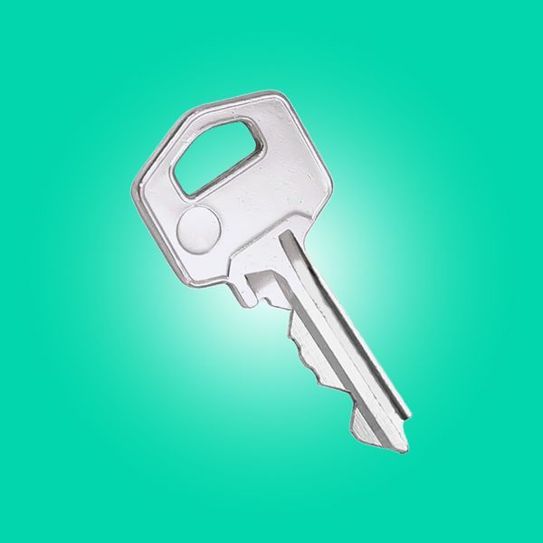 A Close Up Of A Standard Car Key On A Green Background.