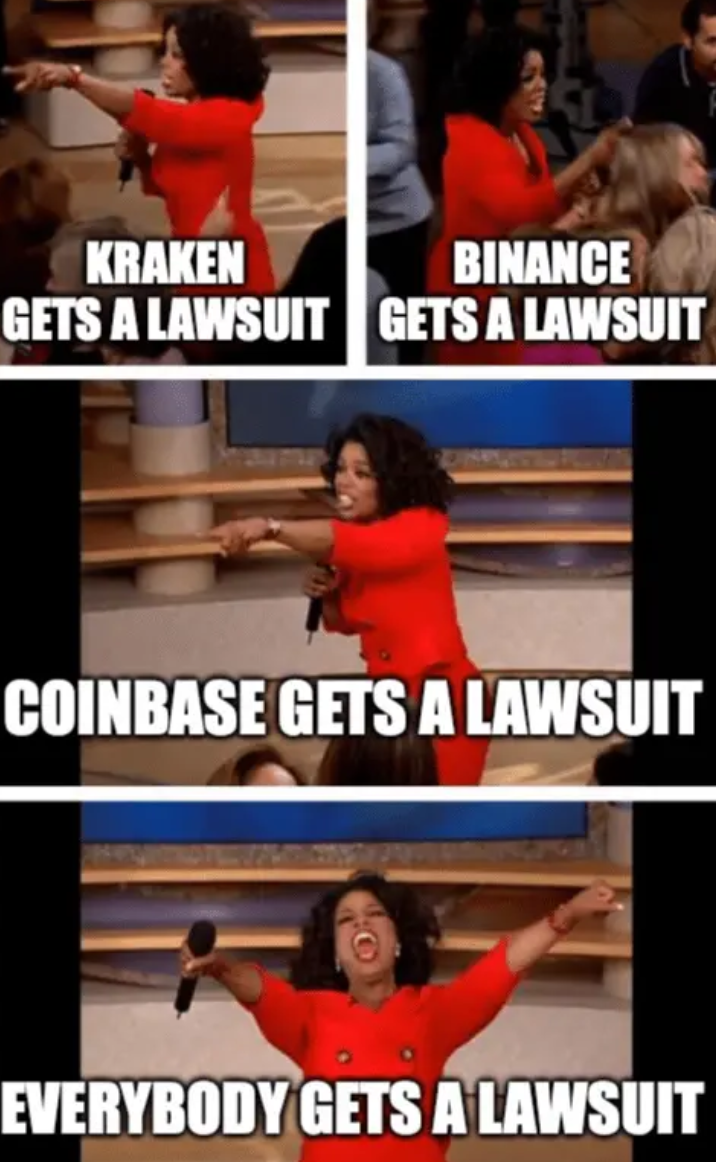 Oprah meme waarbij iedereen wordt aangeklaagd door de SEC