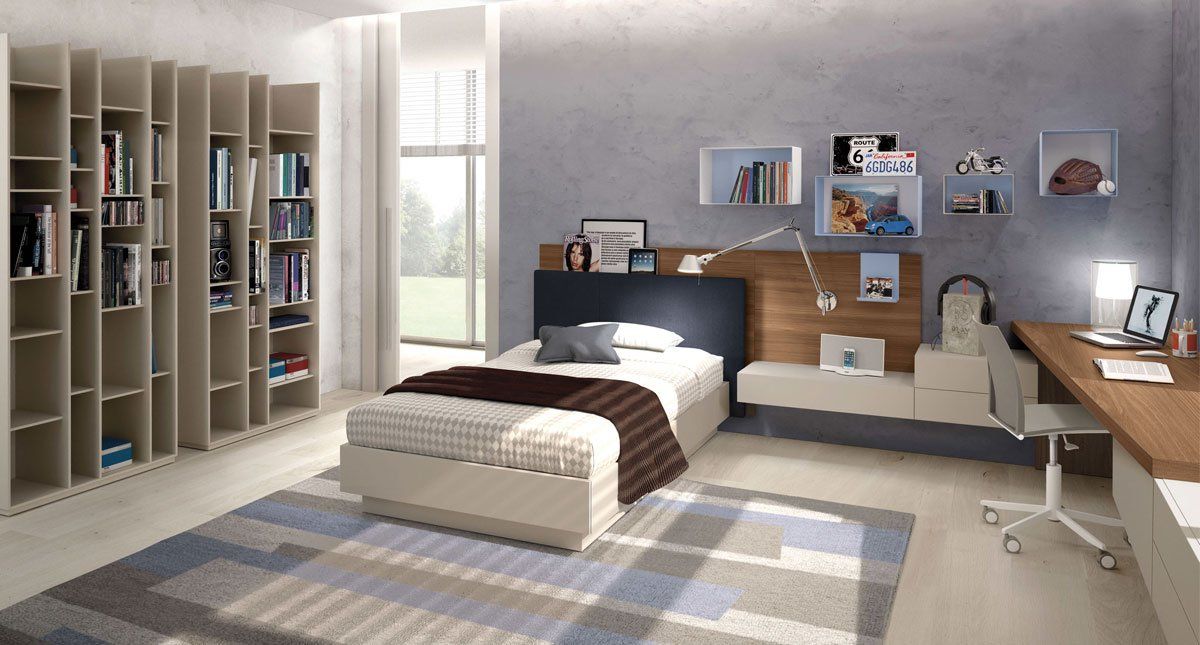 letto alla francese con scrivania e armadio