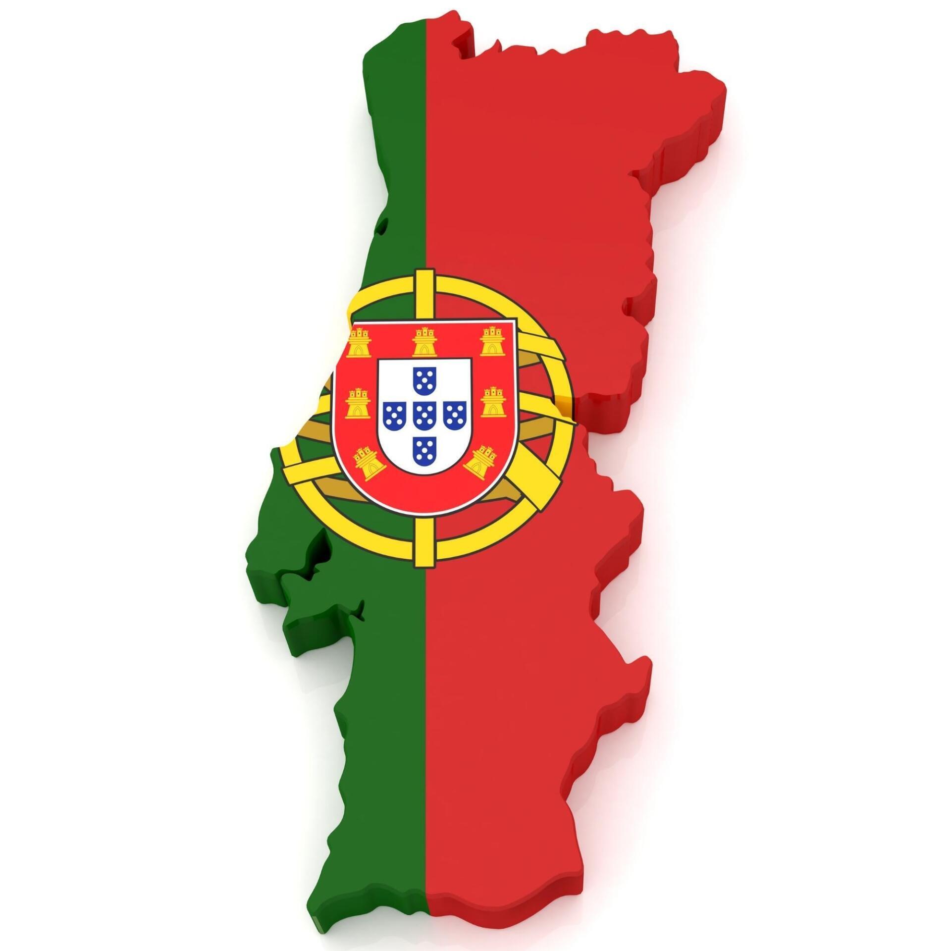 a map of portugal with the flag on it