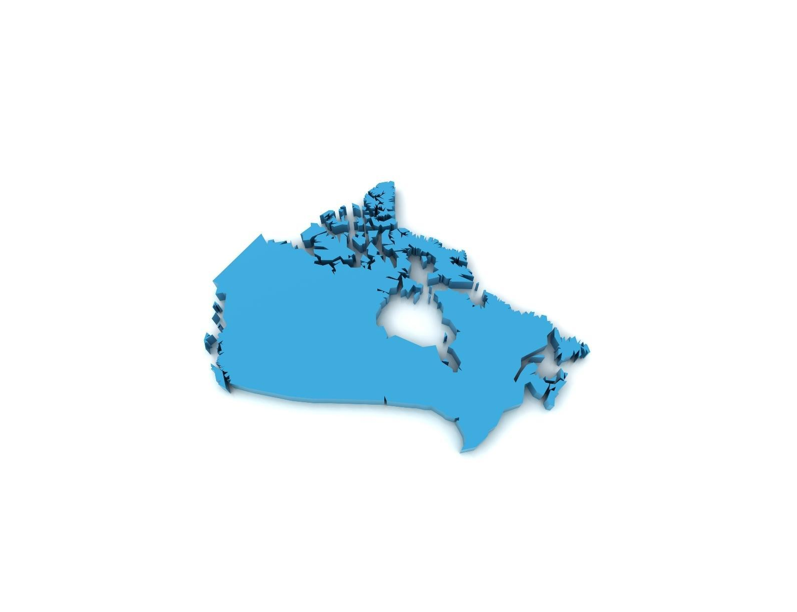 a blue map of canada on a white background