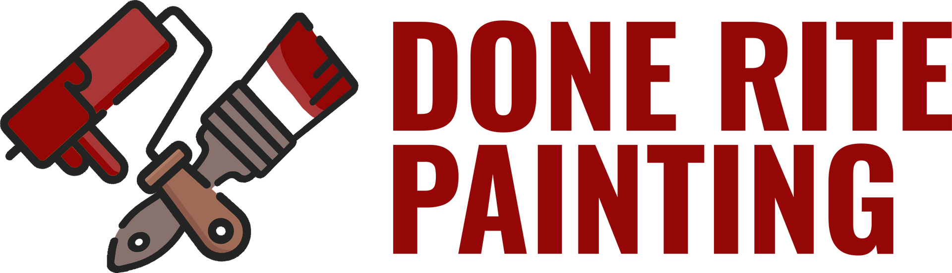 Logo with a paint roller and brush next to the text "DONE RITE PAINTING" in red.