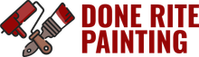 Logo with a paint roller and brush next to the text "DONE RITE PAINTING" in red.