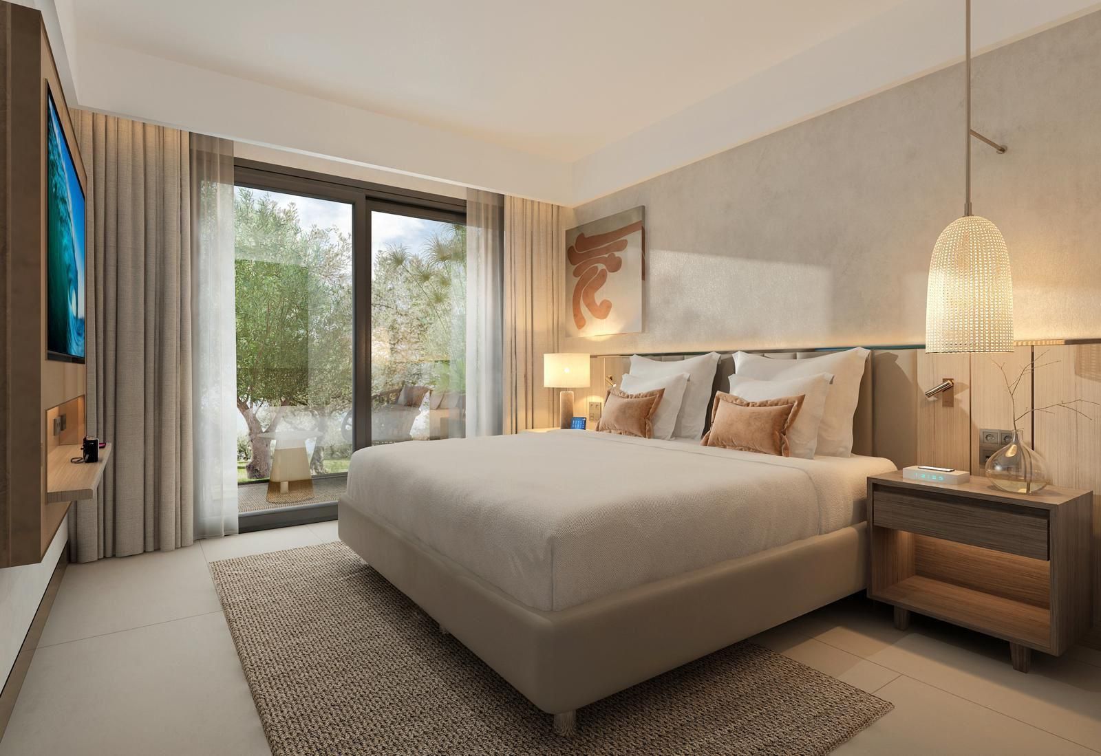 Modern deluxe rooms with sea and pool views await you at Ruins Luxury Resort for a stay full of comfort and style.